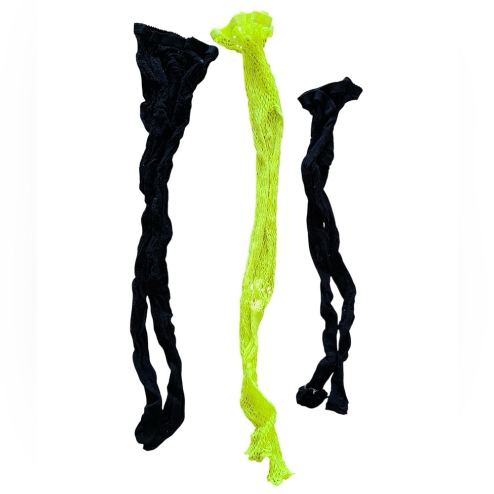 Neon Yellow and Black Fishnet Tights Bundle 3 Pair